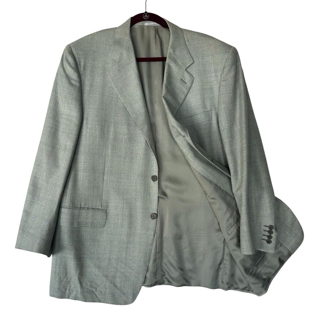 Canali Men's EU56/US46 Sport Coat Blazer Silk Wool Gray Plaid Made in Italy